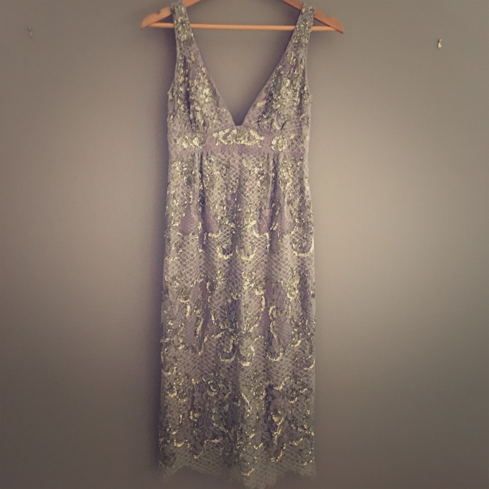 Nicole Miller sequin party dress in lavender